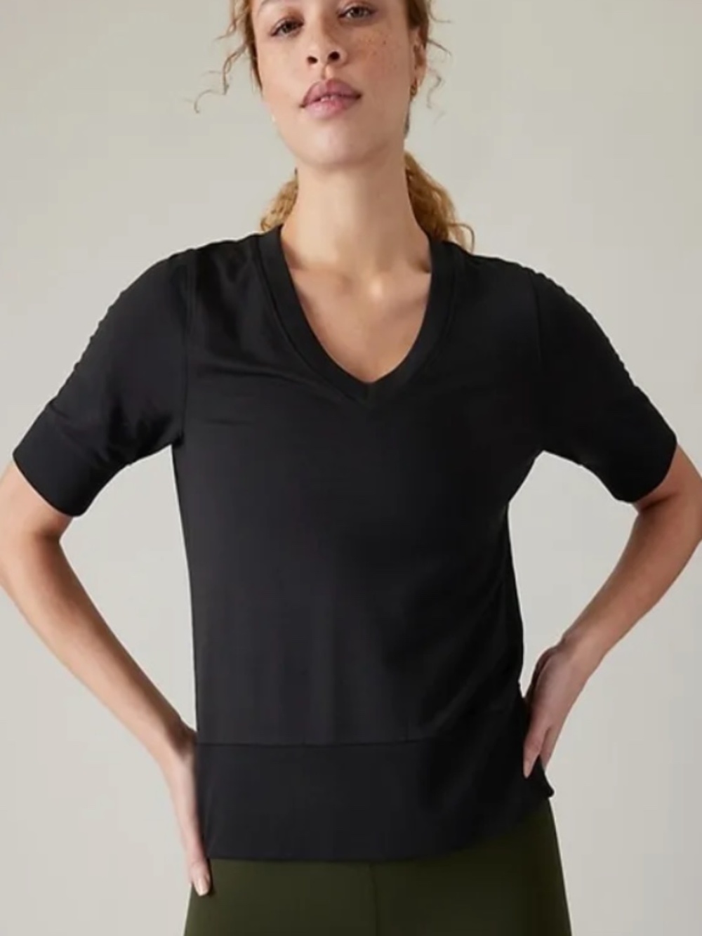 Athleta Step Forward Sweatshirt Tee, Black, Size Medium